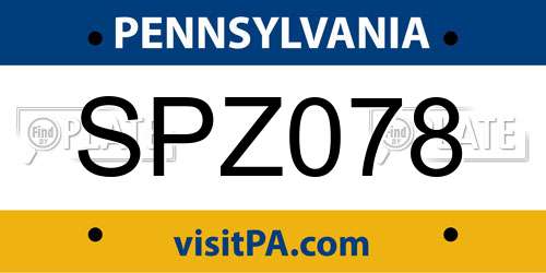 SPZ078 Pennsylvania License Plate