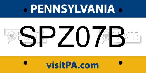 SPZ07B Pennsylvania License Plate
