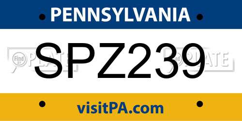 SPZ239 Pennsylvania License Plate