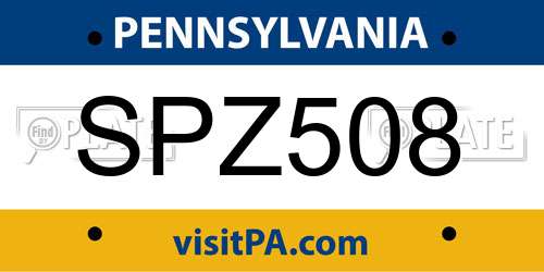SPZ508 Pennsylvania License Plate