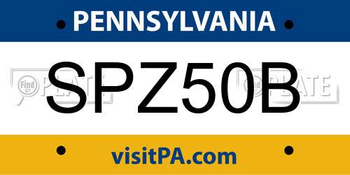 SPZ50B Pennsylvania License Plate