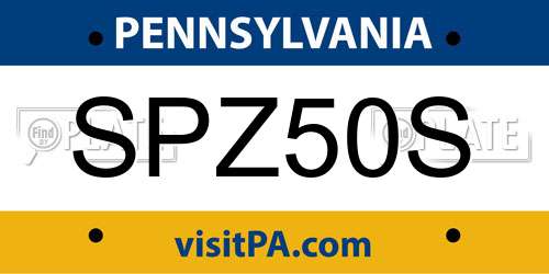 SPZ50S Pennsylvania License Plate