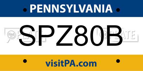 SPZ80B Pennsylvania License Plate