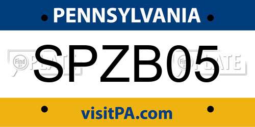SPZB05 Pennsylvania License Plate