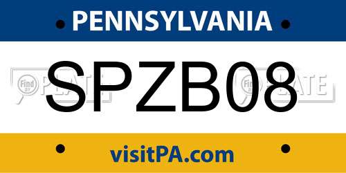 SPZB08 Pennsylvania License Plate
