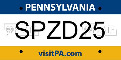 SPZD25 Pennsylvania License Plate