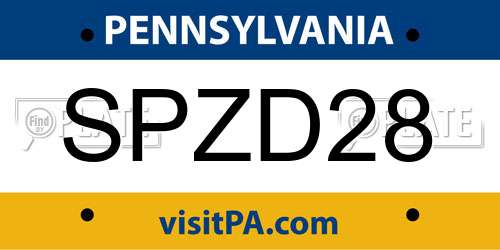 SPZD28 Pennsylvania License Plate