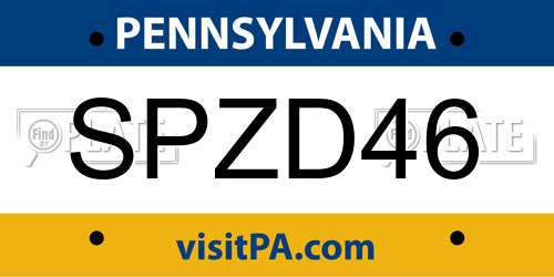 SPZD46 Pennsylvania License Plate