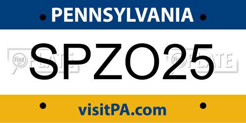 SPZO25 Pennsylvania License Plate