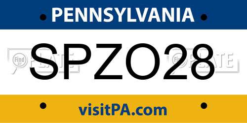 SPZO28 Pennsylvania License Plate