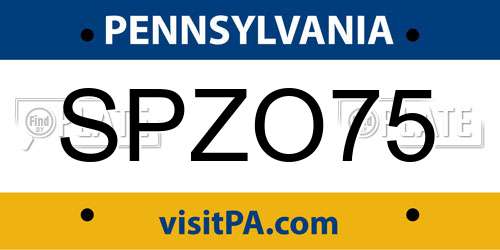 SPZO75 Pennsylvania License Plate