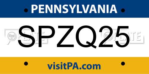 SPZQ25 Pennsylvania License Plate