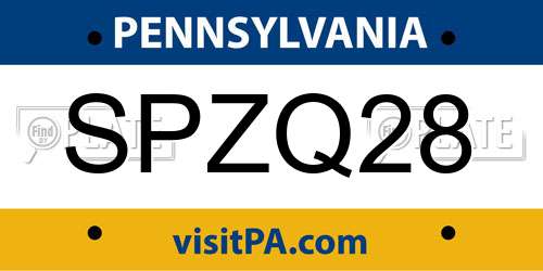 SPZQ28 Pennsylvania License Plate