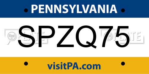 SPZQ75 Pennsylvania License Plate