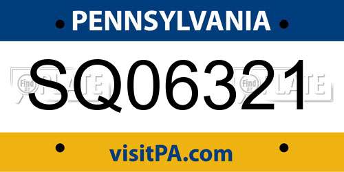SQ06321 Pennsylvania License Plate