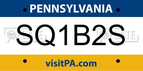 SQ1B2S Pennsylvania License Plate