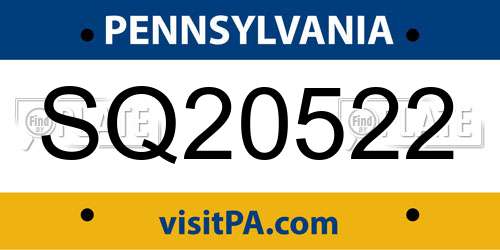 SQ20522 Pennsylvania License Plate