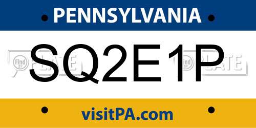 SQ2E1P Pennsylvania License Plate