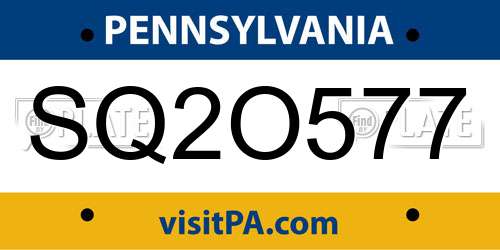 SQ2O577 Pennsylvania License Plate