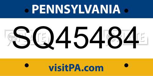 SQ45484 Pennsylvania License Plate