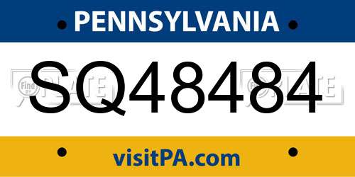 SQ48484 Pennsylvania License Plate