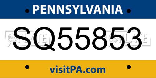 SQ55853 Pennsylvania License Plate