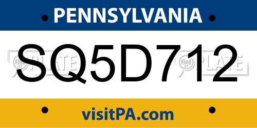 SQ5D712 Pennsylvania License Plate