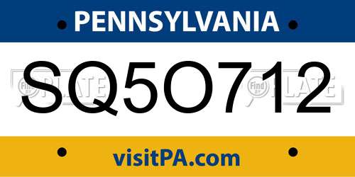 SQ5O712 Pennsylvania License Plate