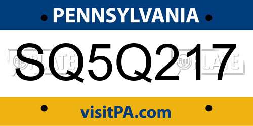 SQ5Q217 Pennsylvania License Plate