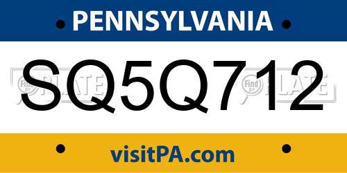 SQ5Q712 Pennsylvania License Plate