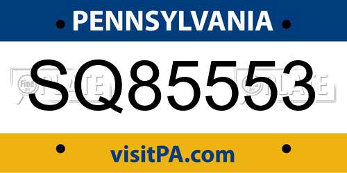 SQ85553 Pennsylvania License Plate
