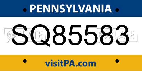 SQ85583 Pennsylvania License Plate