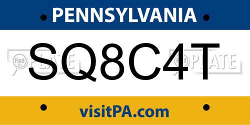 SQ8C4T Pennsylvania License Plate