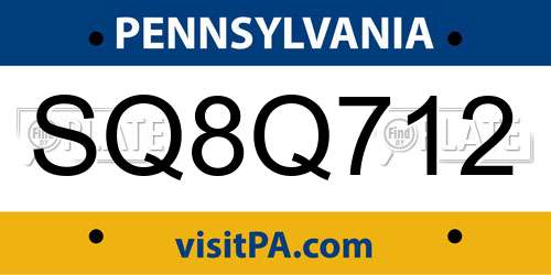 SQ8Q712 Pennsylvania License Plate