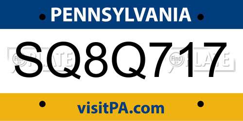 SQ8Q717 Pennsylvania License Plate