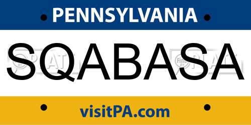 SQABASA Pennsylvania License Plate