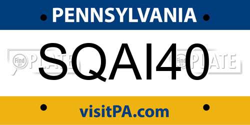 SQAI40 Pennsylvania License Plate