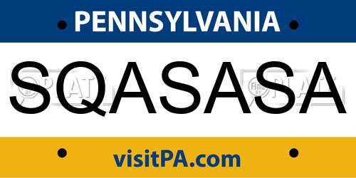 SQASASA Pennsylvania License Plate