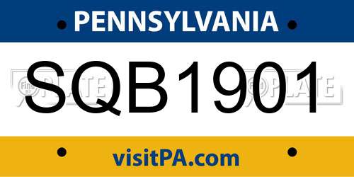 SQB1901 Pennsylvania License Plate
