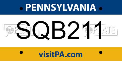SQB211 Pennsylvania License Plate