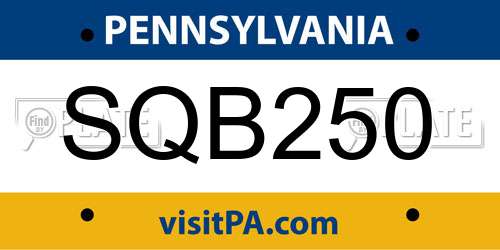 SQB250 Pennsylvania License Plate