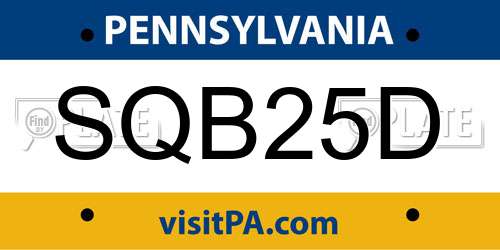 SQB25D Pennsylvania License Plate