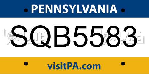 SQB5583 Pennsylvania License Plate