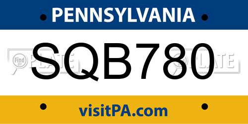 SQB780 Pennsylvania License Plate