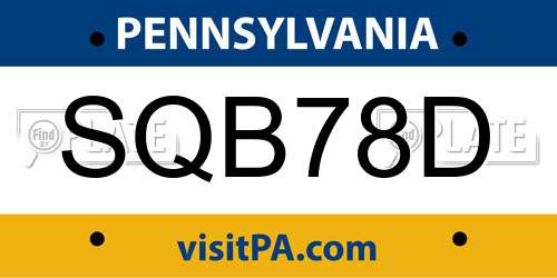 SQB78D Pennsylvania License Plate