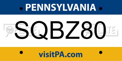 SQBZ80 Pennsylvania License Plate