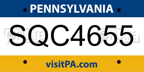 SQC4655 Pennsylvania License Plate
