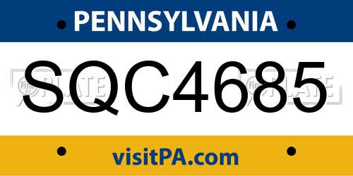 SQC4685 Pennsylvania License Plate