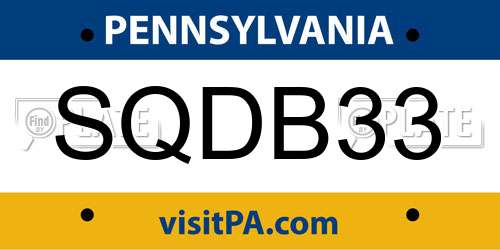 SQDB33 Pennsylvania License Plate