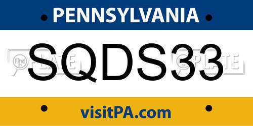 SQDS33 Pennsylvania License Plate